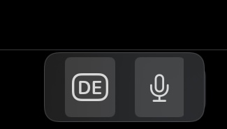 Screenschot: Schaltfläche, mit der man die Tastatursprache um- und Diktieren einschalten kann